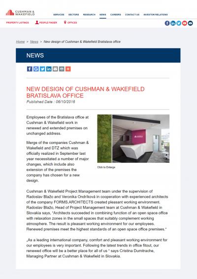 CUSHMAN & WAKEFIELD NEWS